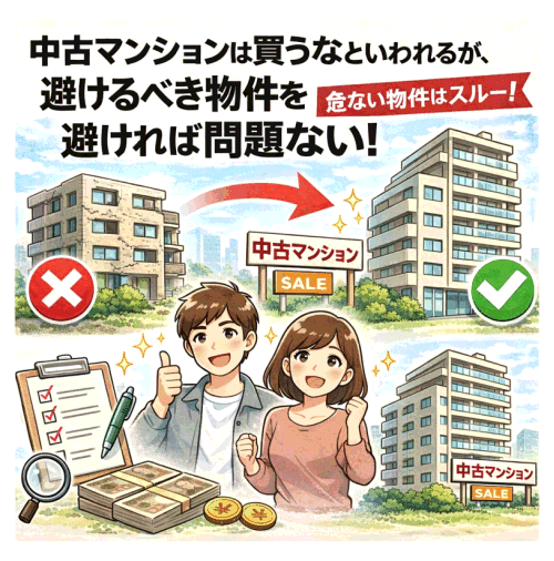 中古マンションは買うなといわれるが、避けるべき物件を避ければ問題ない