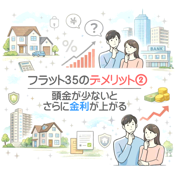 フラット35には頭金が少ないとさらに金利が高くなるというデメリットがある