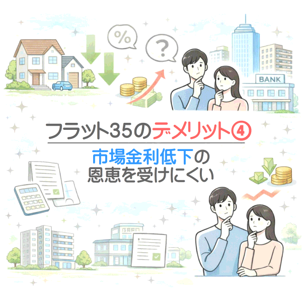 フラット35には市場金利低下の恩恵を受けにくいというデメリットがある