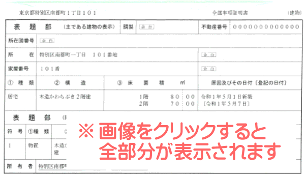 不動産取得税の軽減措置の申請を行う際に必要となる登記事項証明書の見本
